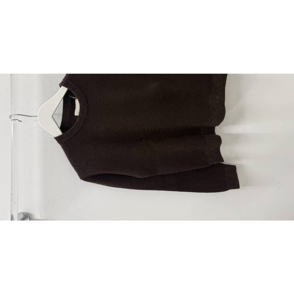 NEW JUMPER1234 women's lurex rib crew neck sweater in hickory gold